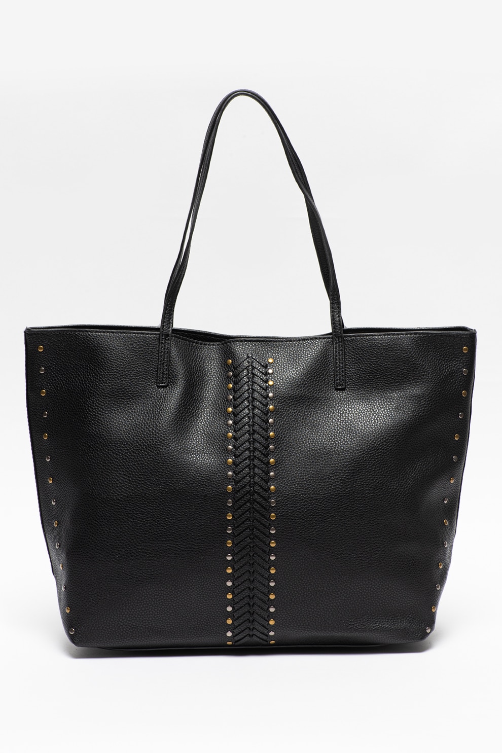 Pepe Jeans London, Geanta shopper de piele ecologica cu detaliu rasucit Aria, Negru