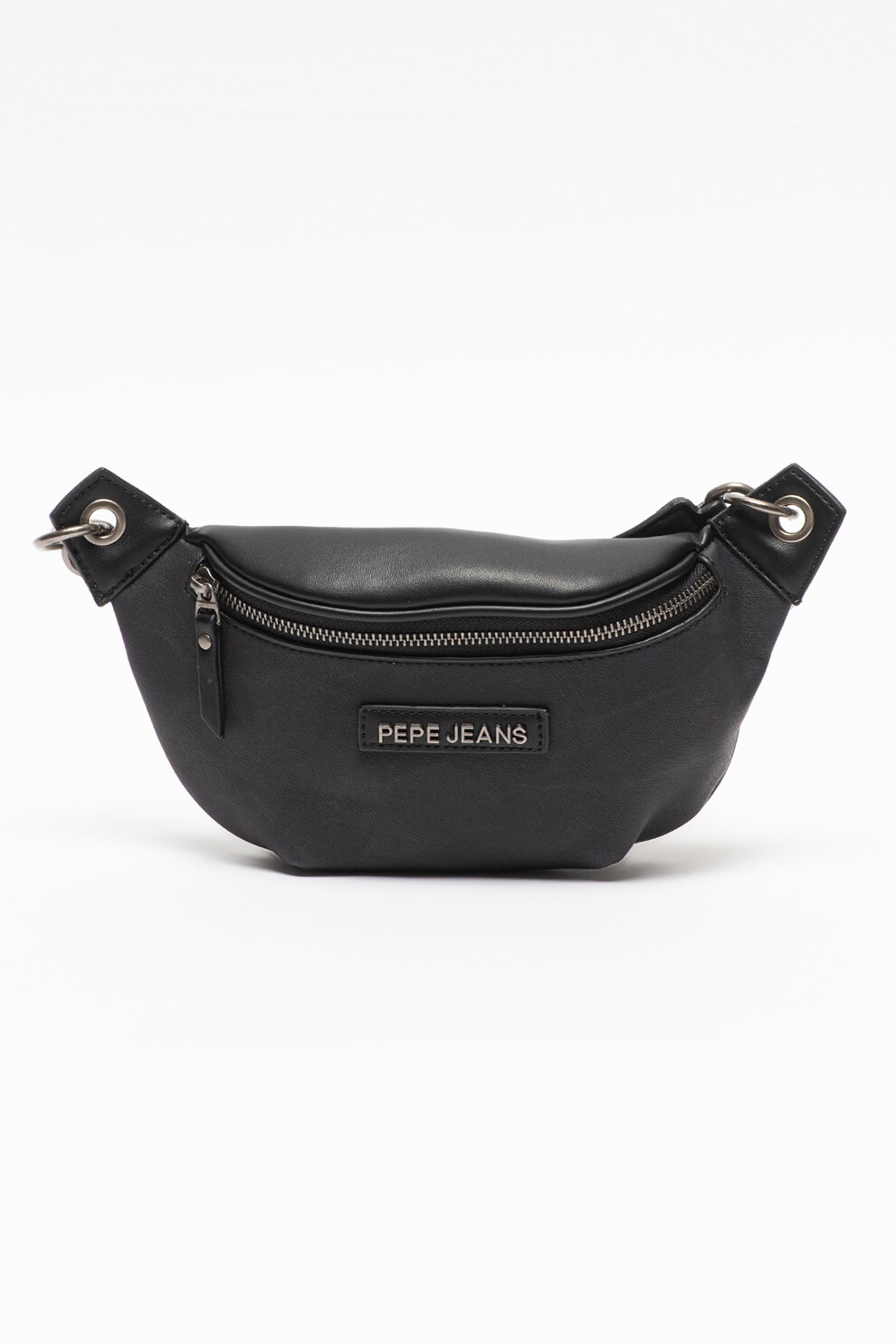 Pepe Jeans London, Borseta de piele ecologica cu logo Jina, Negru