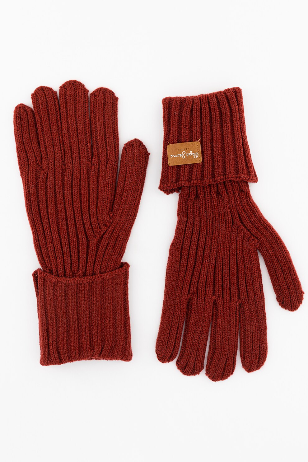 Pepe Jeans London, Manusi striate cu logo Emily, Visiniu