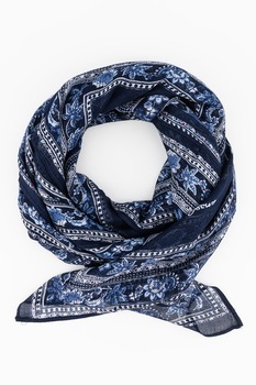 Pepe Jeans London, Esarfa cu model floral Berta, Bleumarin inchis/albastru lavanda/alb prafuit Pepe Jeans London, Esarfa cu model floral Berta, Bleumarin inchis/albastru lavanda/alb prafuit