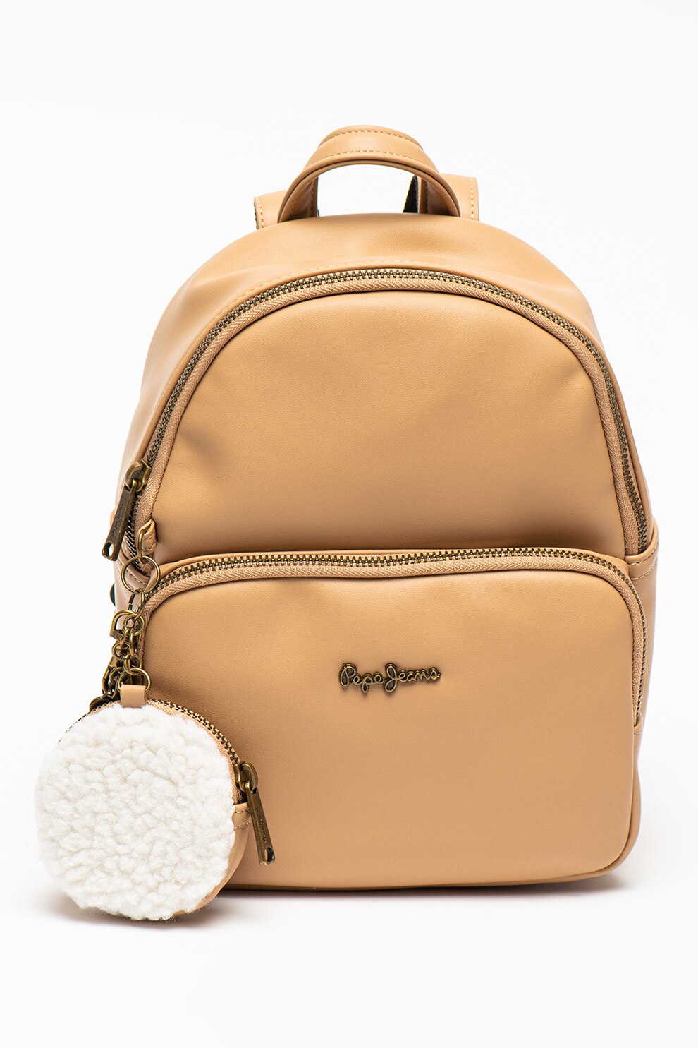 Pepe Jeans London, Rucsac din piele ecologica cu etui detasabil discret Bianca, Ocru