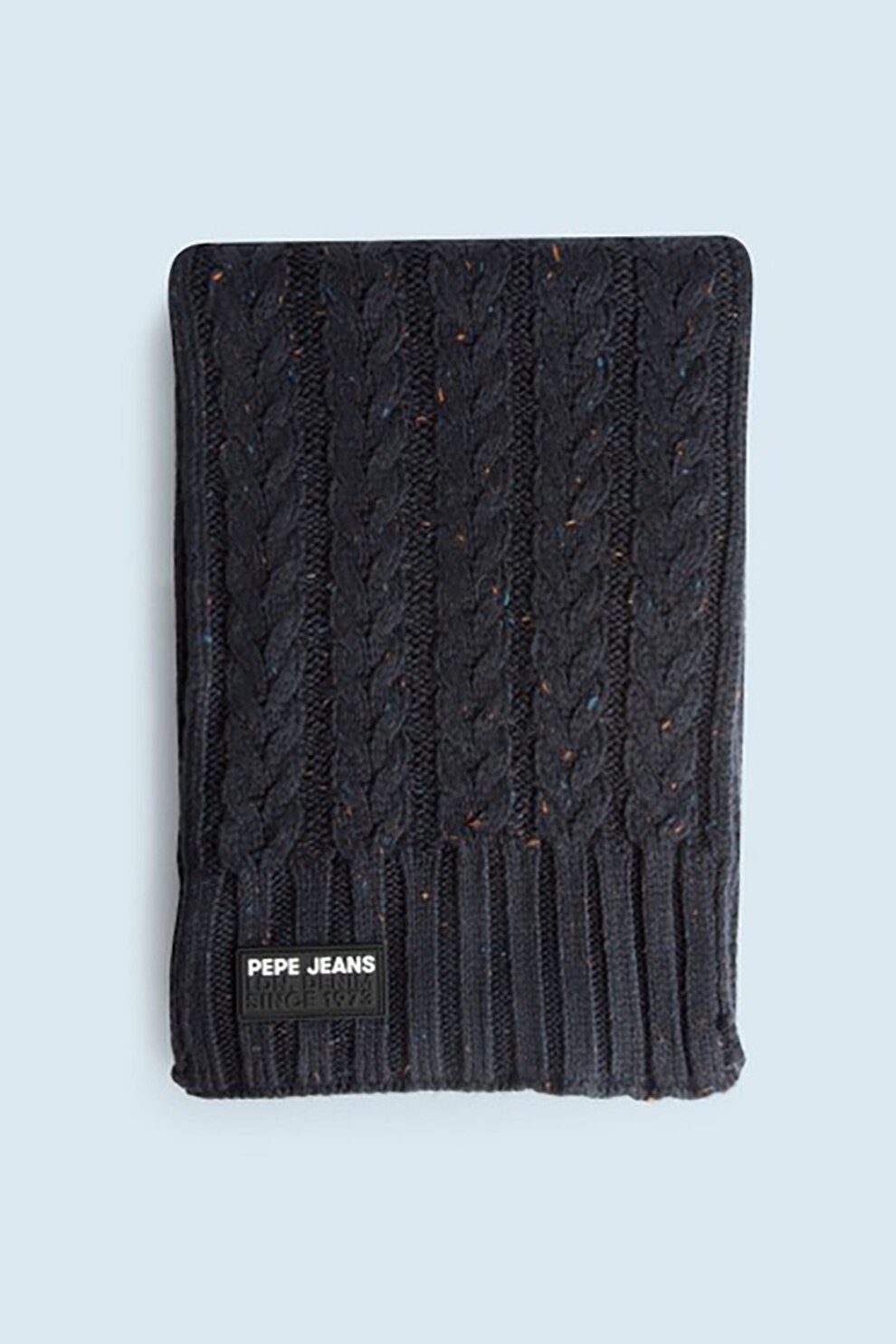 Pepe Jeans London, Fular circular din tricot cu model torsade Bale, Bleumarin inchis