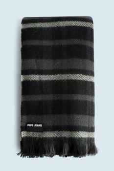 Pepe Jeans London, Fular circular cu model in carouri Cody, Negru/Gri Pepe Jeans London, Fular circular cu model in carouri Cody, Negru/Gri