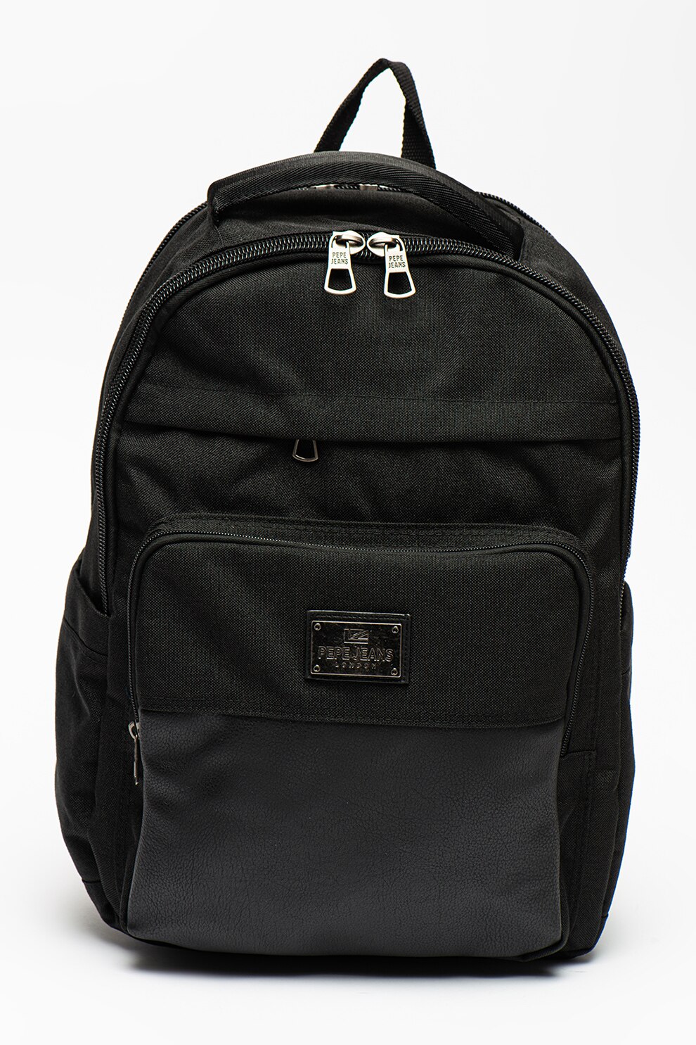 Pepe Jeans London, Rucsac cu buzunare cu fermoar Scartch, Negru/Gri inchis