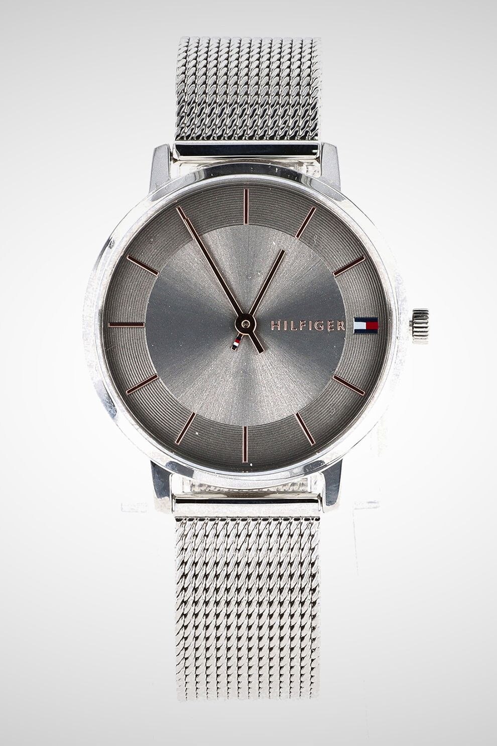 Tommy Hilfiger, Ceas cu bratara cu model plasa, Argintiu