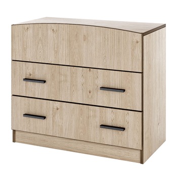 Comoda Irim Round, 80x42,5x72 cm, 3 sertare, culoare Castan Comoda Irim Round, 80x42,5x72 cm, 3 sertare, culoare Castan