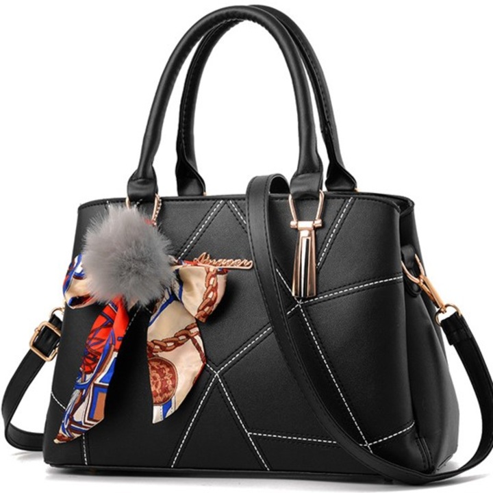 Geanta dama Freeland B415 cu bareta pentru umar, Pandantiv, Piele ecologica, Negru