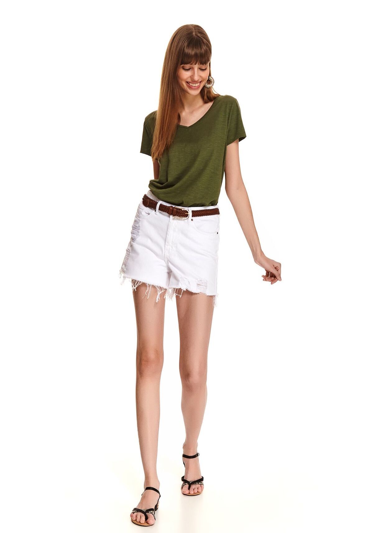 Pantaloni scurti femei, TOP SECRET, SSZ1048, Alb