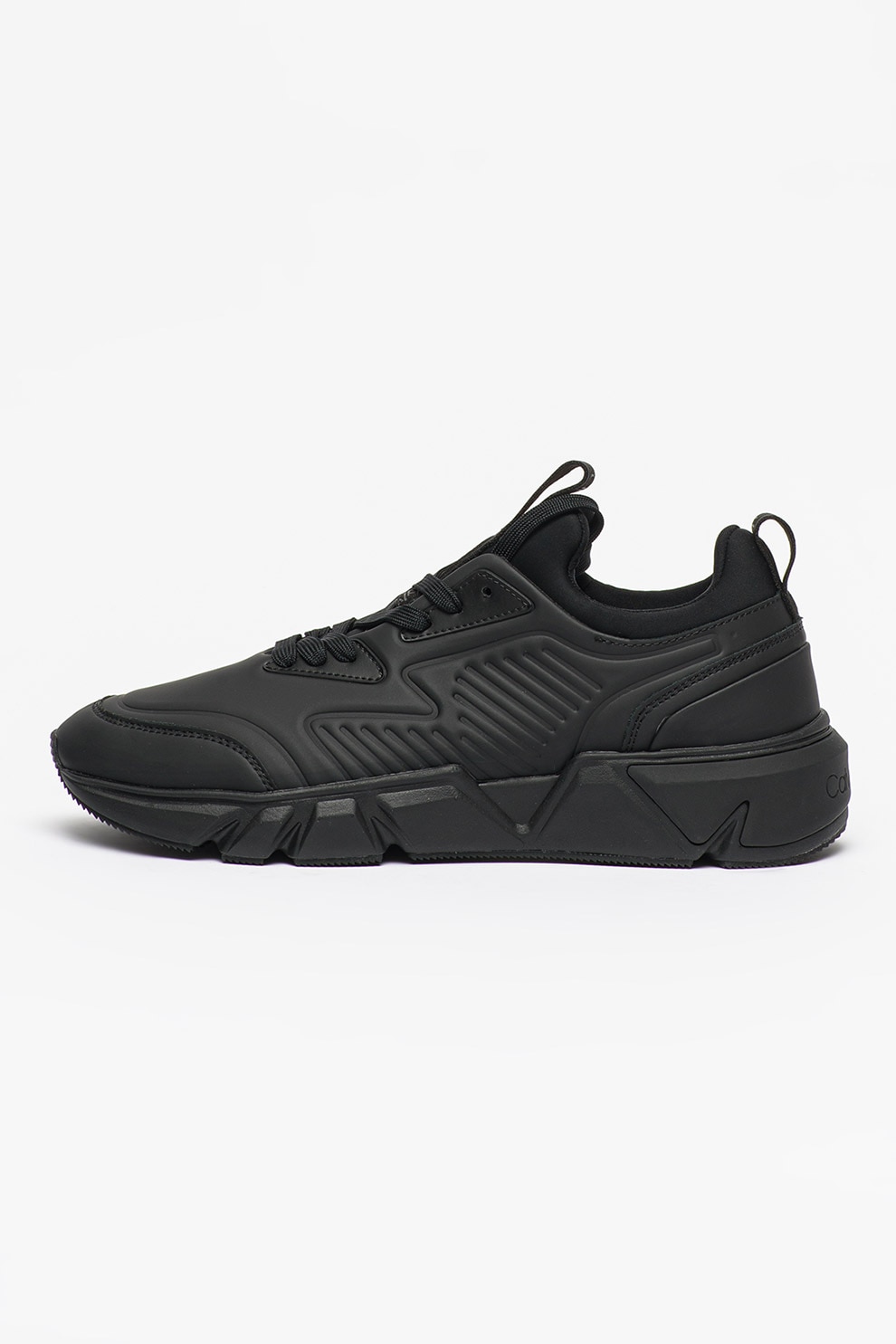 CALVIN KLEIN, Pantofi sport din piele peliculizata, Negru