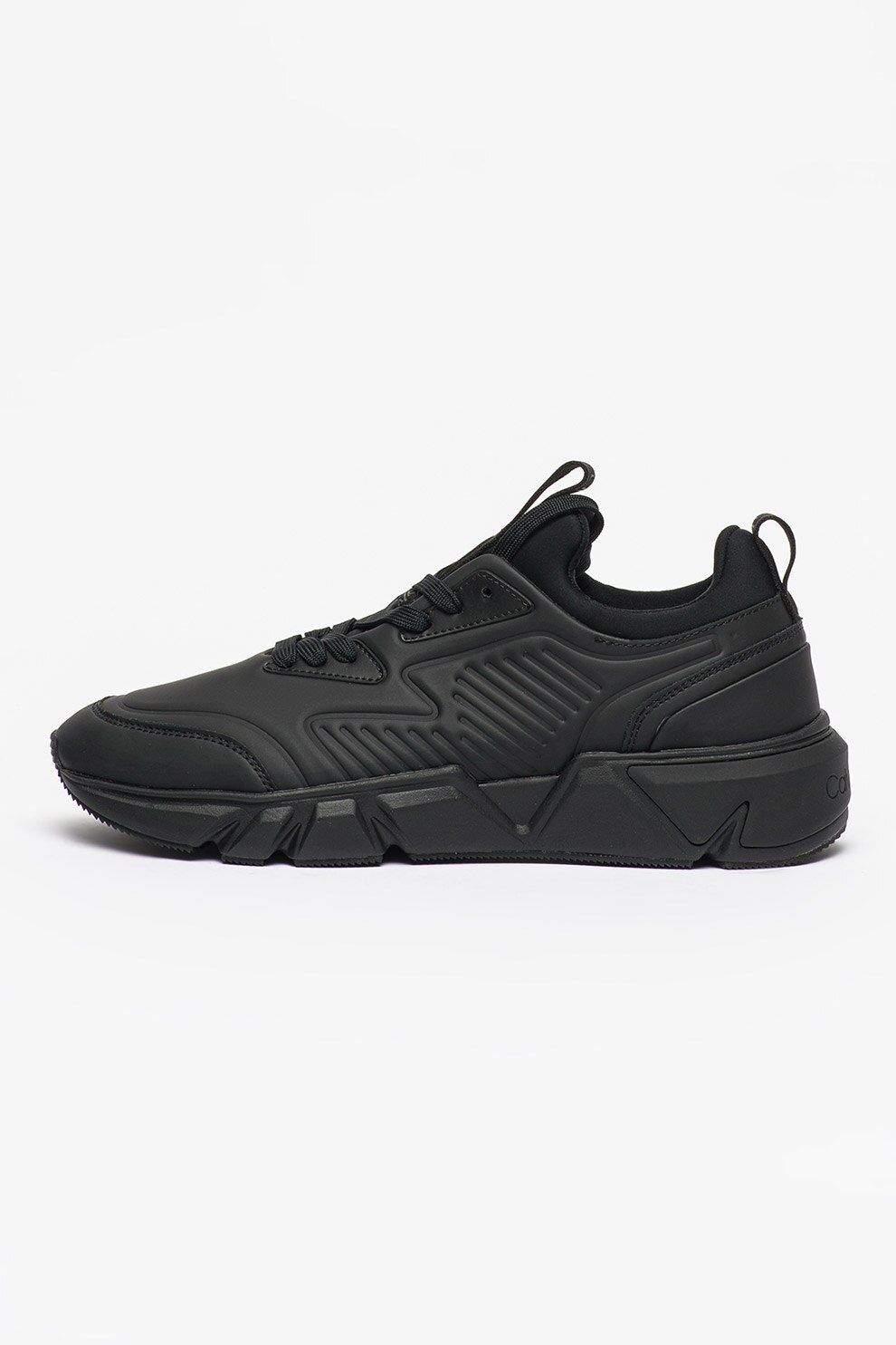 CALVIN KLEIN, Pantofi sport din piele peliculizata, Negru