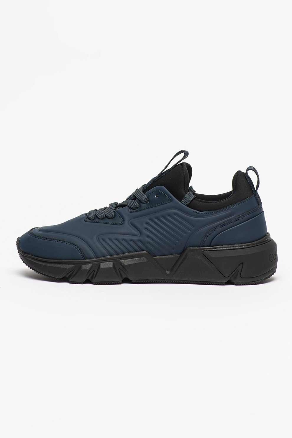 CALVIN KLEIN, Pantofi sport din piele peliculizata, Bleumarin