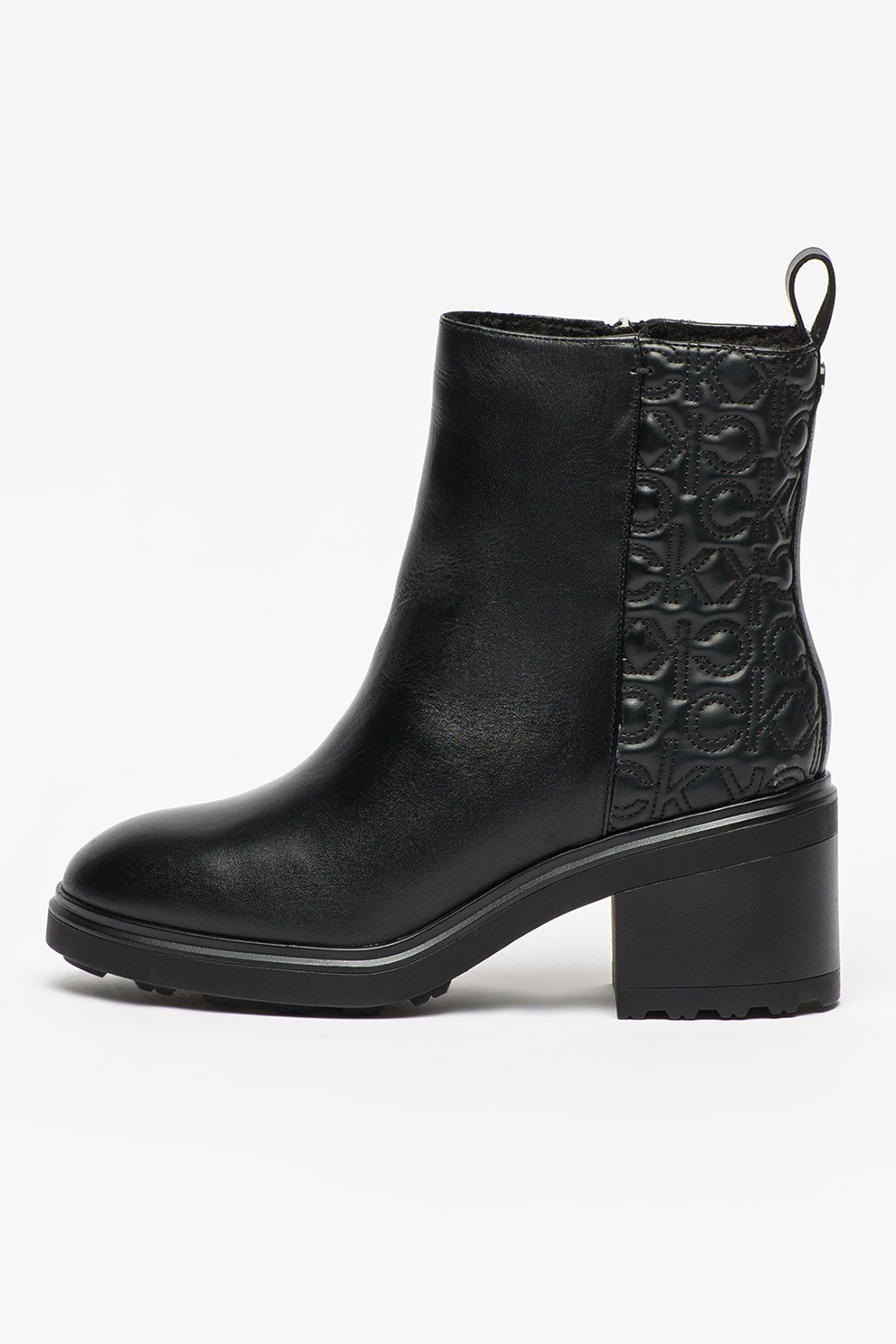 CALVIN KLEIN, Botine cu insertie matlasata cu logo, Negru