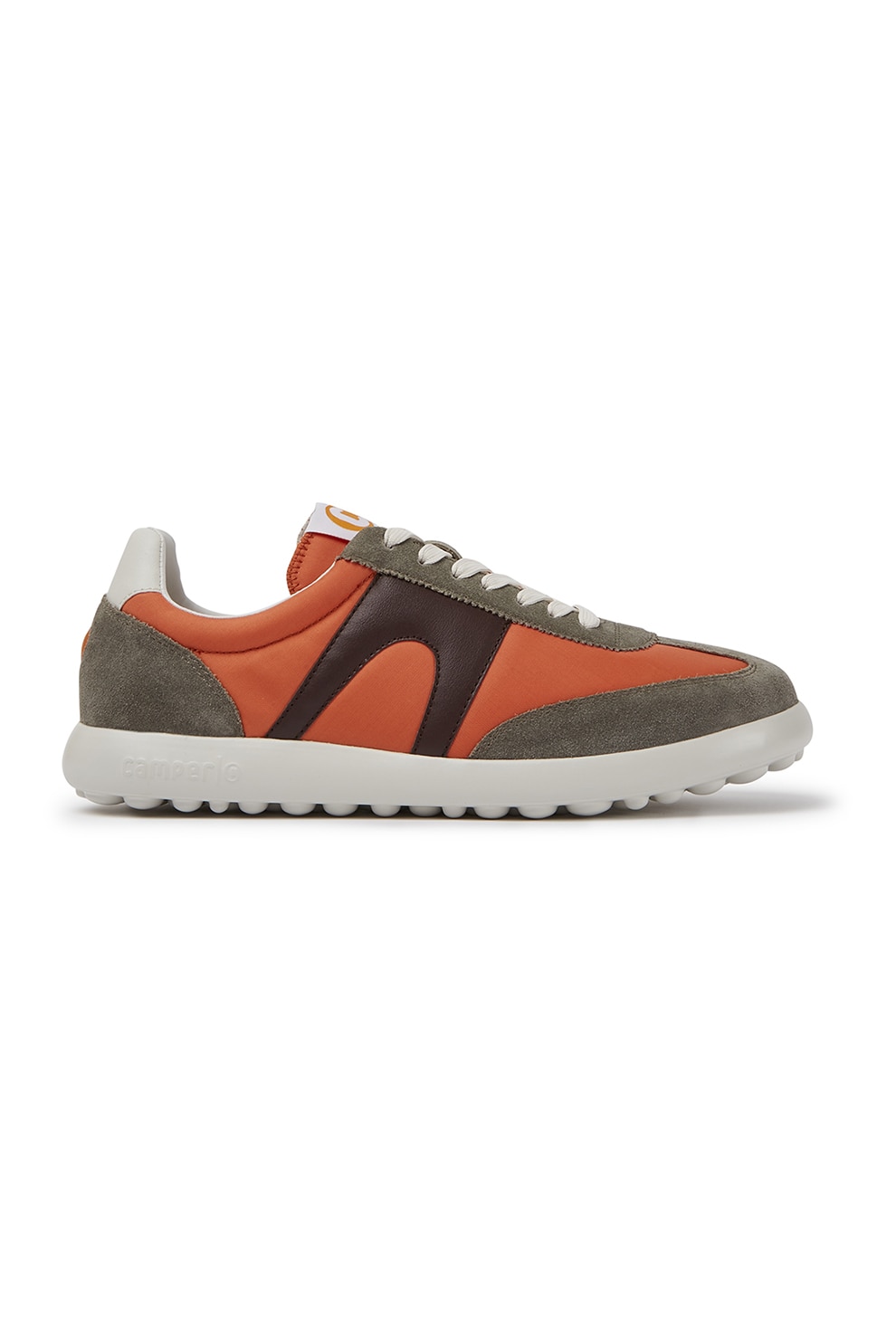 Camper, Pantofi sport cu insertii din piele intoarsa, Oranj/Gri inchis