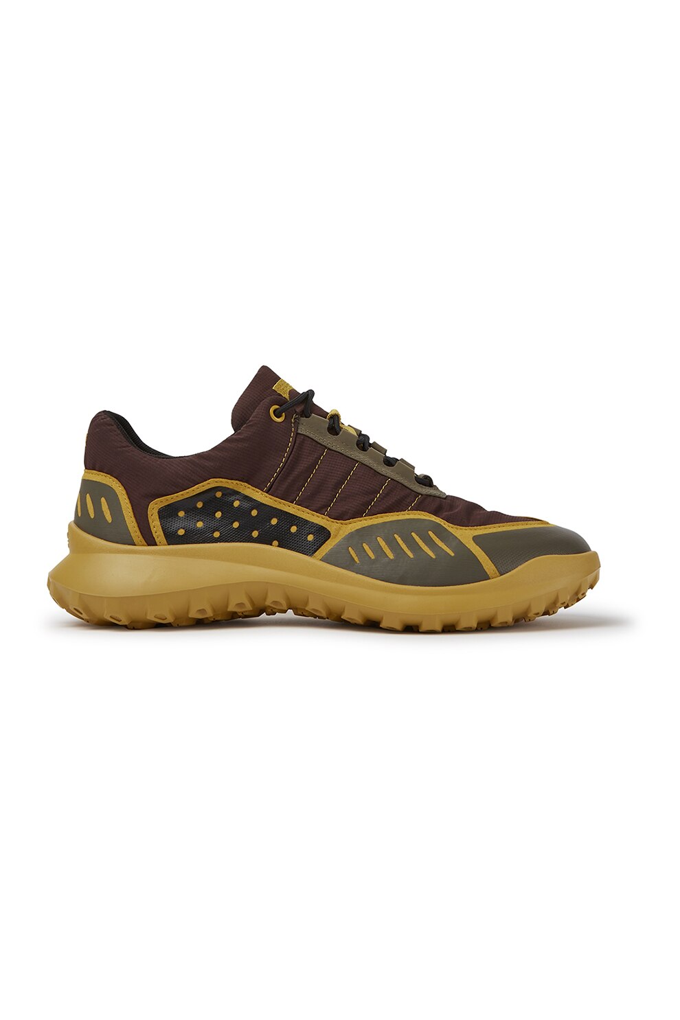 Camper, Pantofi sport din piele ecologica si material textil, Maro