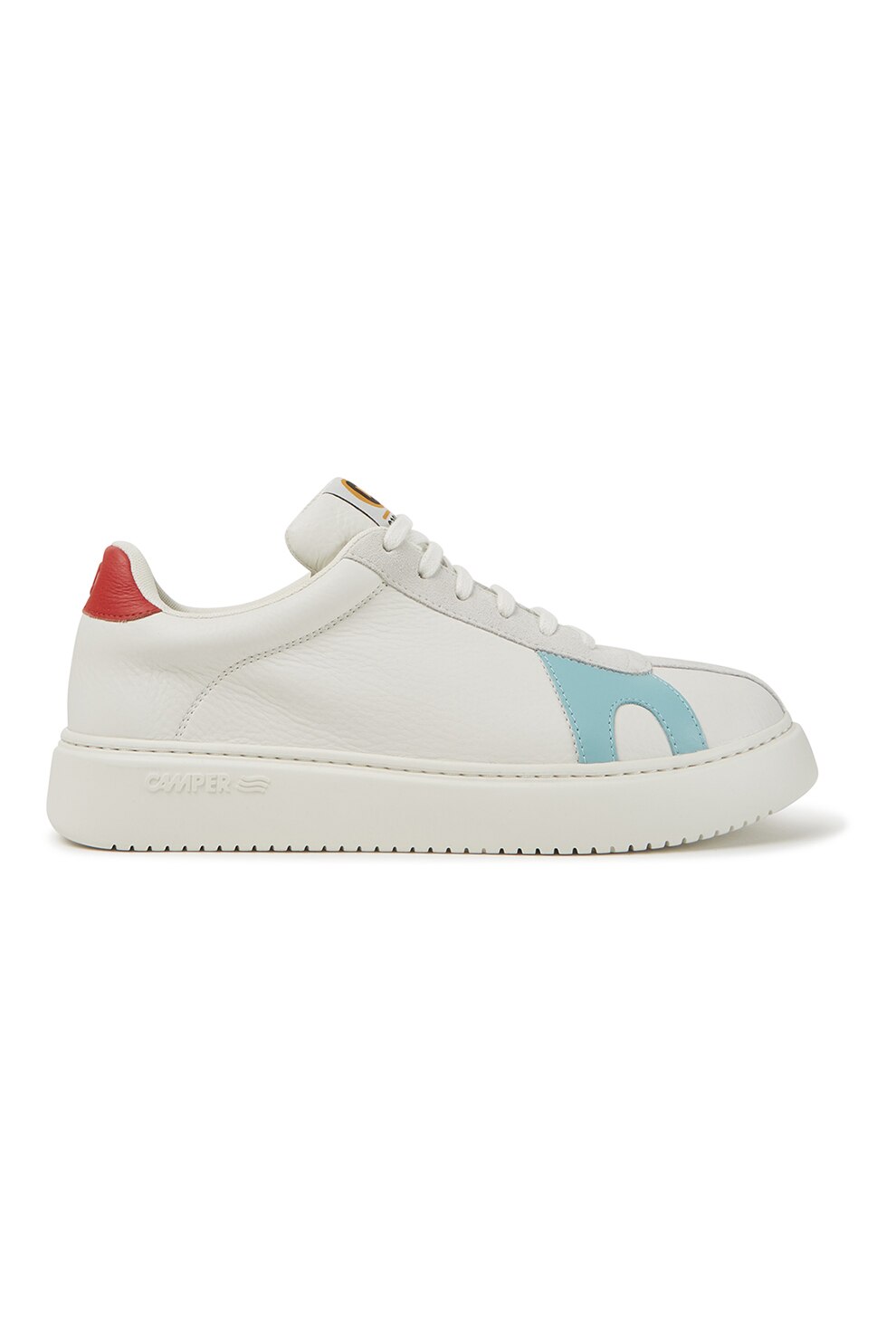 Camper, Pantofi sport din piele cu insertii din piele intoarsa, Alb