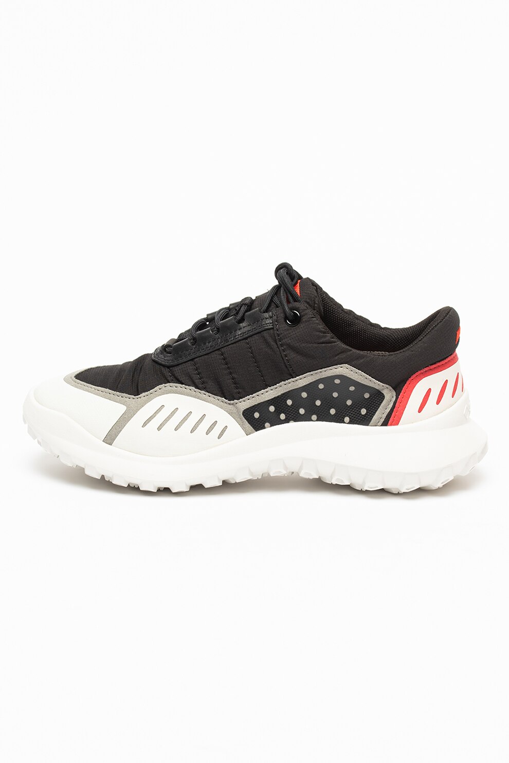 Camper, Pantofi sport din material textil cu talpa wedge Houston, Negru/Alb/Gri cenusa