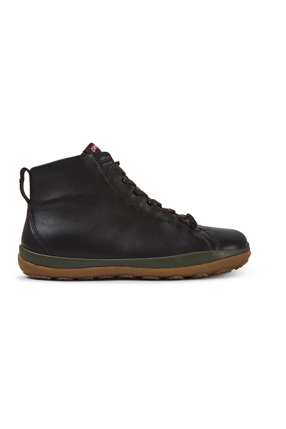 Camper, Pantofi sport mid-high din piele cu aplicatie logo Peu, Maro inchis