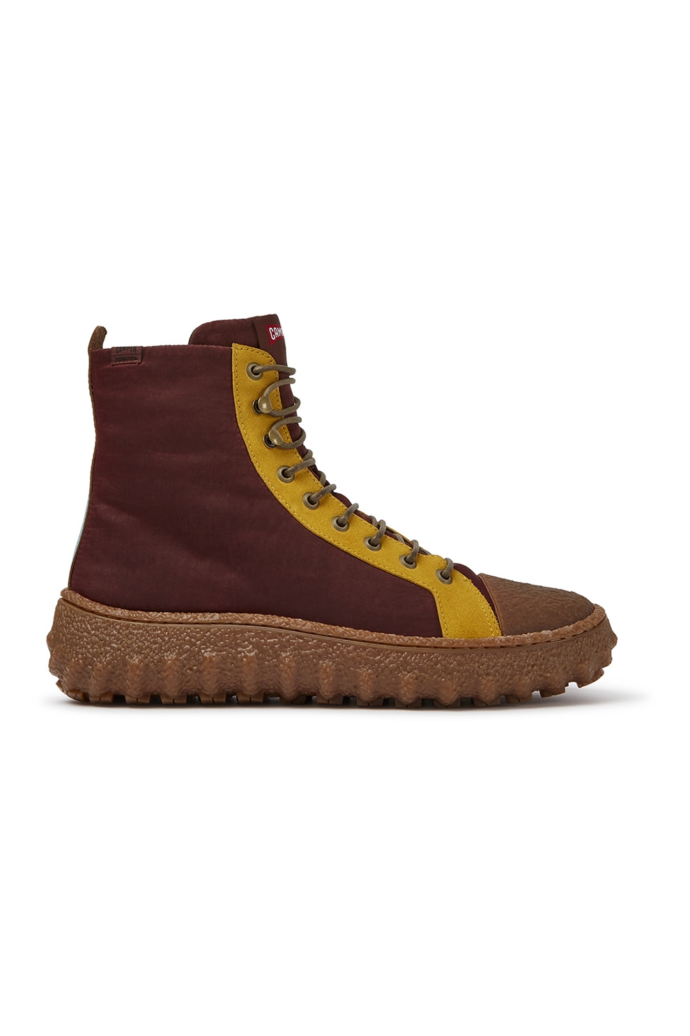 Camper, Ghete din piele si material textil Ground, Maro coniac/Ocru, 42