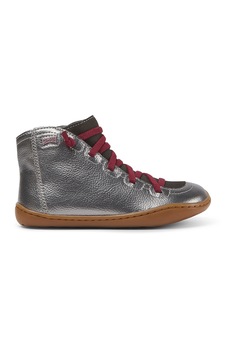 Camper, Ghete din piele cu insertii din material textil, Argintiu, 28 EU Camper, Ghete din piele cu insertii din material textil, Argintiu, 28 EU