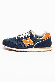 New Balance, Pantofi sport cu garnituri de piele 373 Classics, Albastru/Oranj