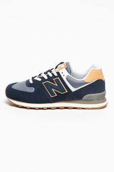 New Balance, Pantofi sport de piele intoarsa si material textil 574, Bleumarin New Balance, Pantofi sport de piele intoarsa si material textil 574, Bleumarin