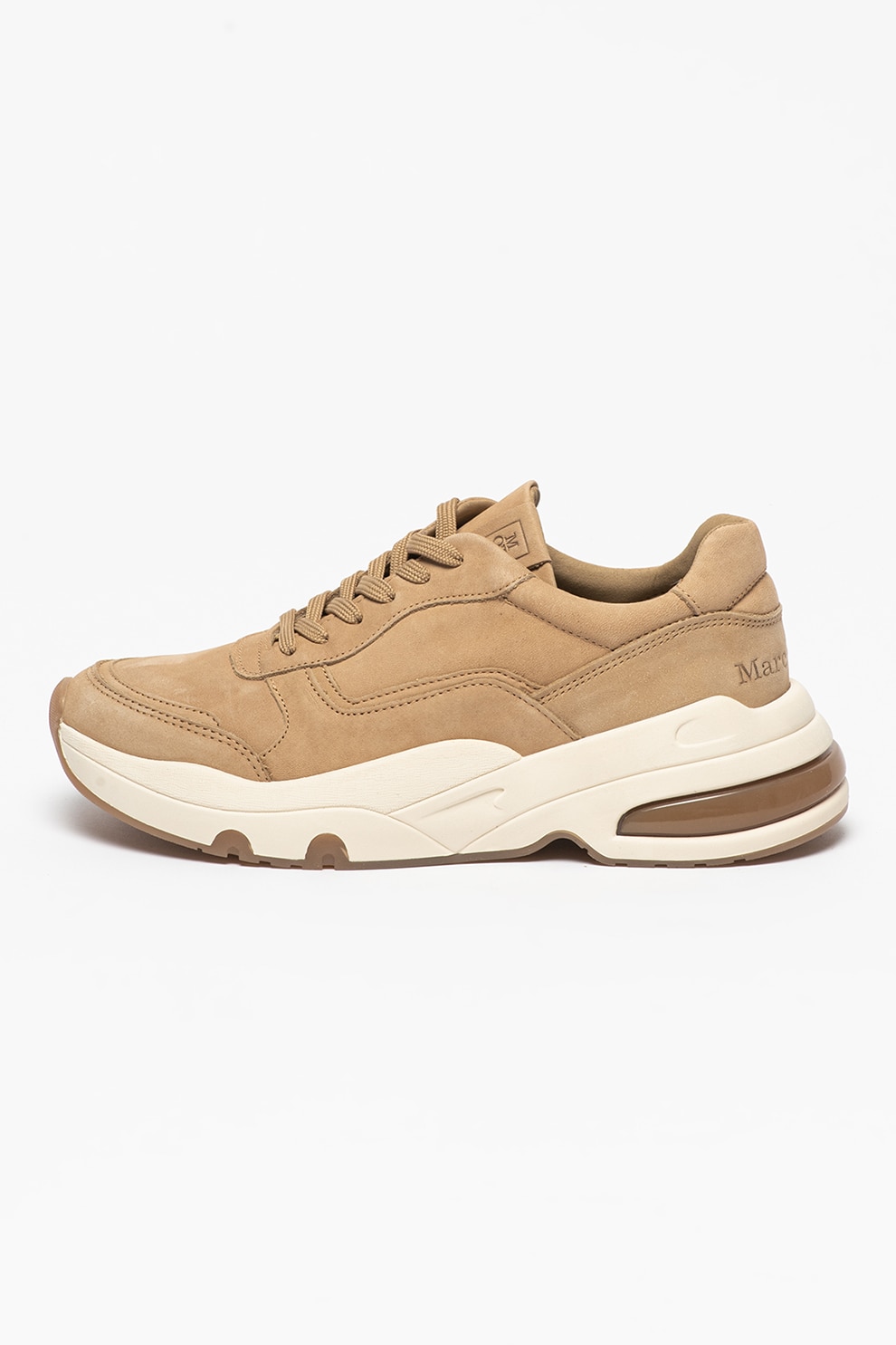 Marc O'Polo, Pantofi sport wedge de piele nabuc, Maro camel