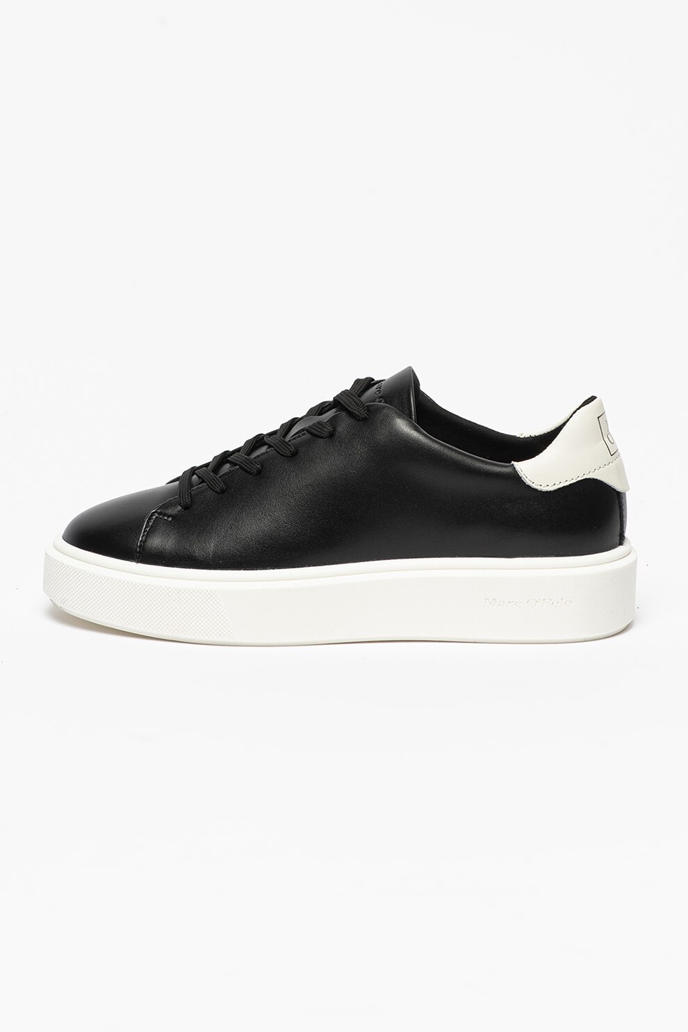 Marc O'Polo, Pantofi sport flatform de piele uni, Negru