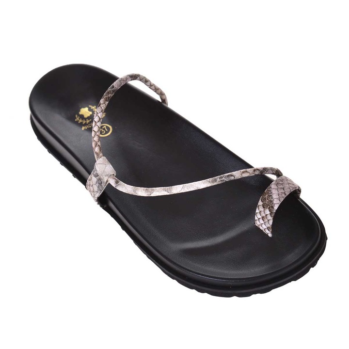 Papuci Dama model Minimalist Piele Ecologica, Maro, 40