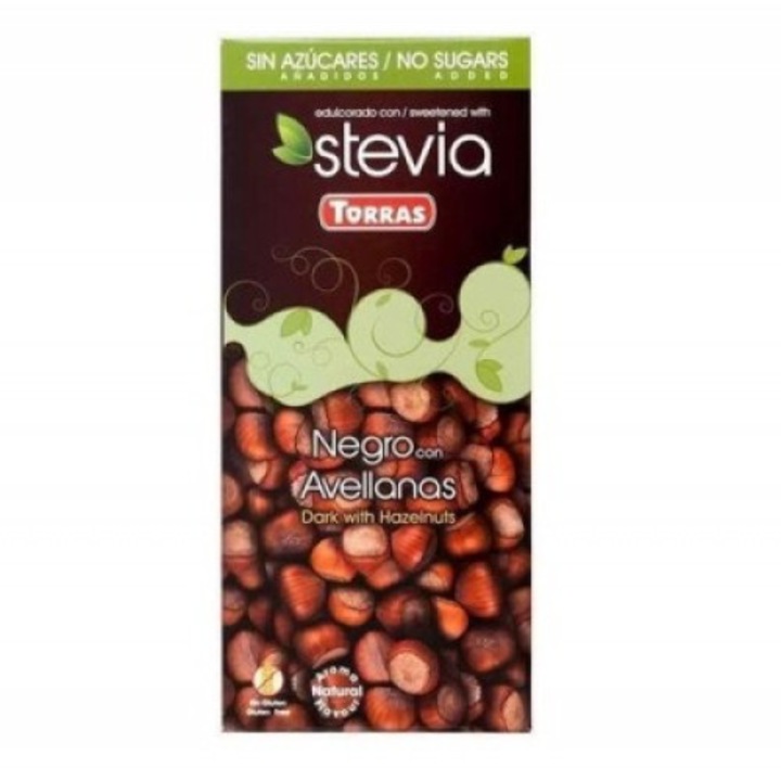 Torras Stevia Mogyorós étcsokoládé hozzáadott cukor nélkül, édesítőszerrel 125 g