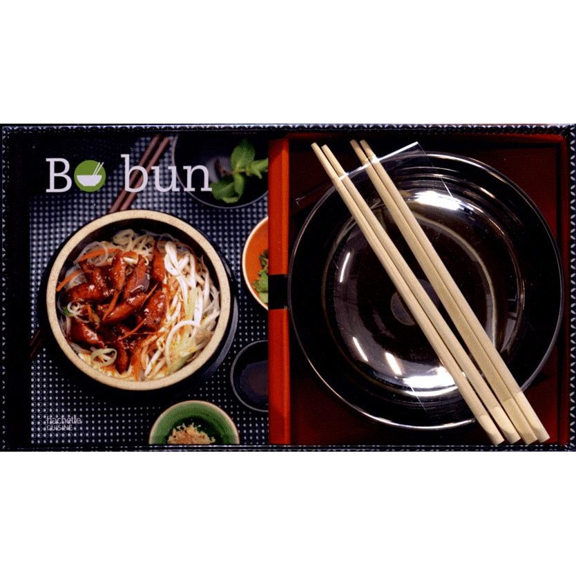 Coffret Bo bun - 1 livre de 30 recettes, 2 bols pour les presenter, 2 paires de baguettes en bambou - Maya Barakat-Nuq