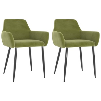 Set de 2 scaune tip fotoliu de bucatarie, vidaXL, Catifea-metal, 56 x 56 x 78 cm, Verde