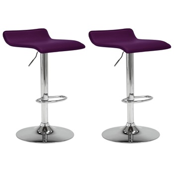 Set de 2 scaune de bar, inaltime reglabila vidaXL, Piele ecologica-Metal, 38 x 40 x 63-84 cm, Mov