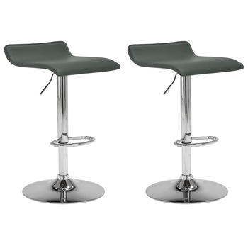 Set de 2 scaune de bar, inaltime reglabila vidaXL, Piele ecologica-Metal, 38 x 40 x 63-84 cm, Gri