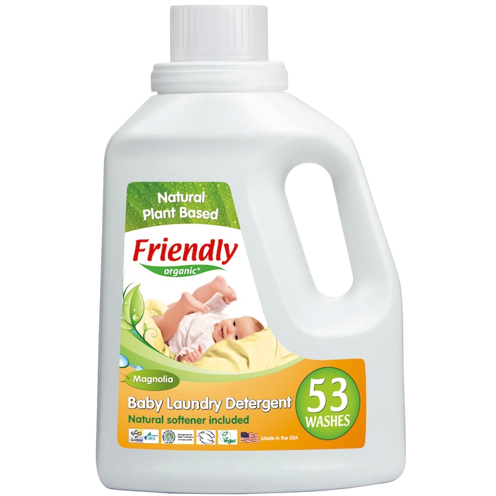 Перилен препарат Friendly Organic за бебешки дрехи, Магнолия, 53 изпирания, 1567 мл