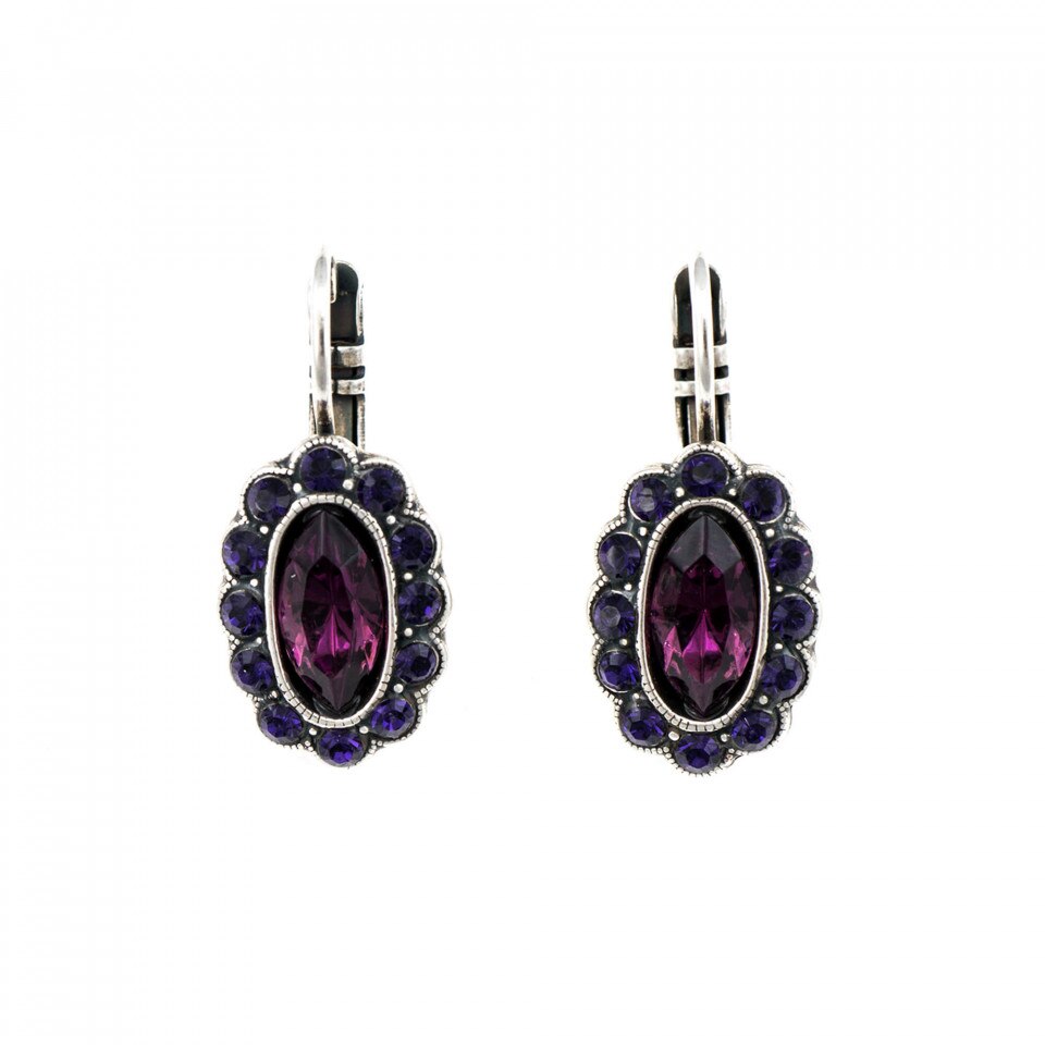 Cercei placati cu Argint 925, Cristale Swarovski, Desire by Roxannes - Mariana Jewellery, Galben/Bleumarine 1132-2044SP6