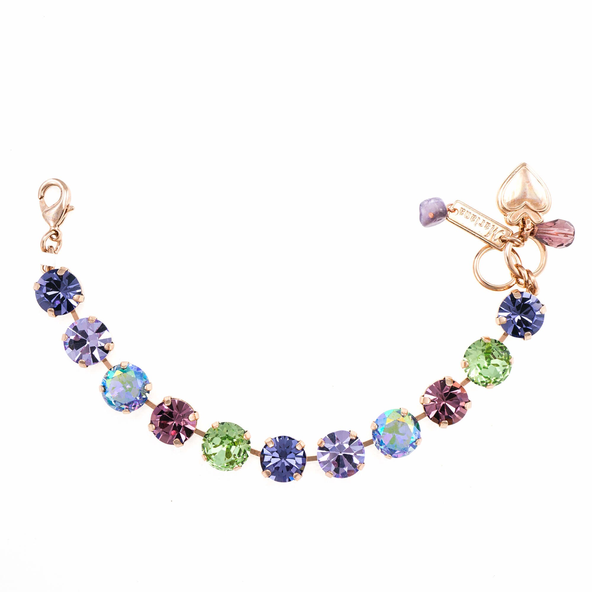 Bratara placata cu Aur roz de 24K, Cristale, Iris by Roxannes - Mariana Jewellery, Verde/Lila√ï√Ö 4474-1327RG