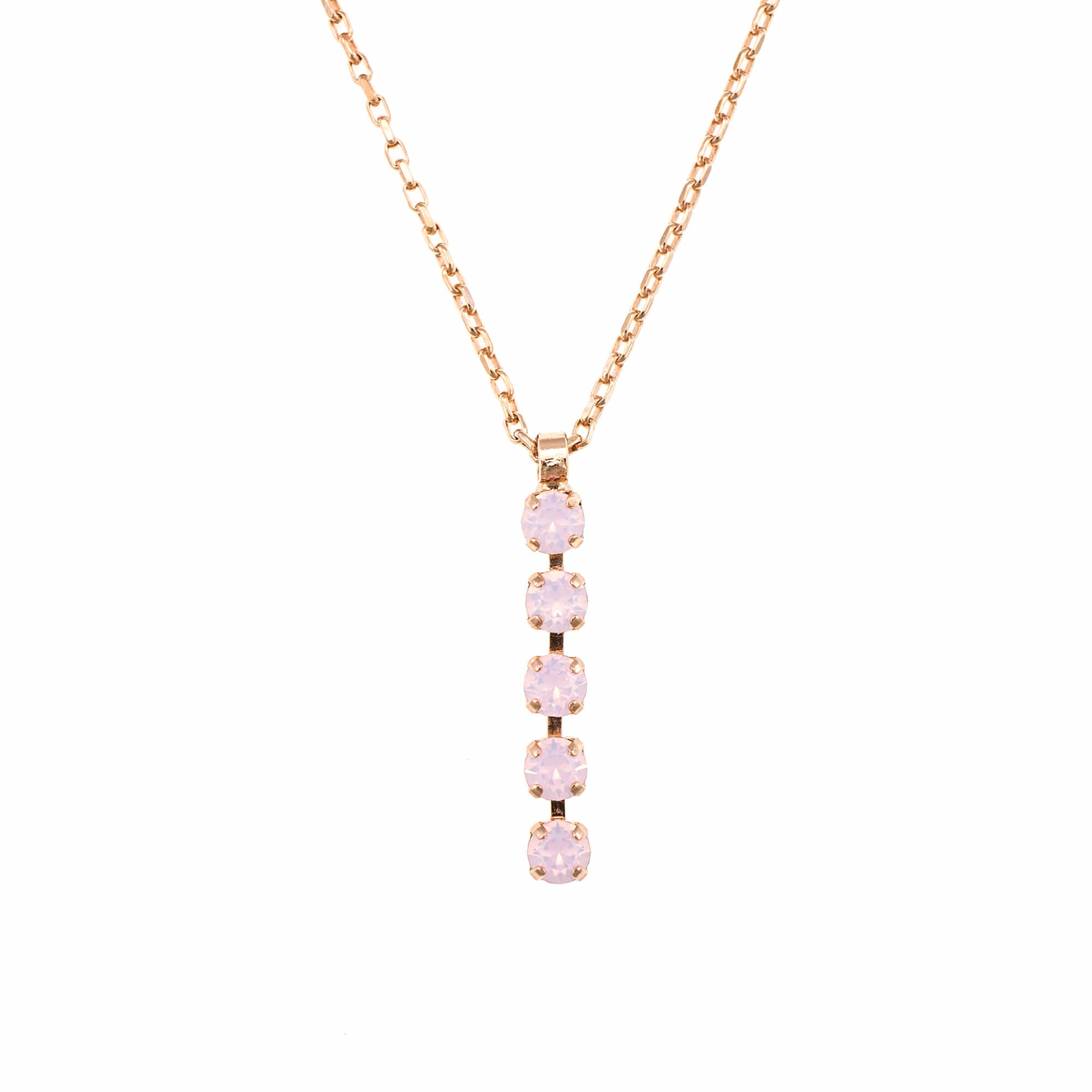 Pandantiv cu lant placat cu Aur roz de 24K, Cristale, Rose by Roxannes - Mariana Jewellery, Roz 5425-395395RG