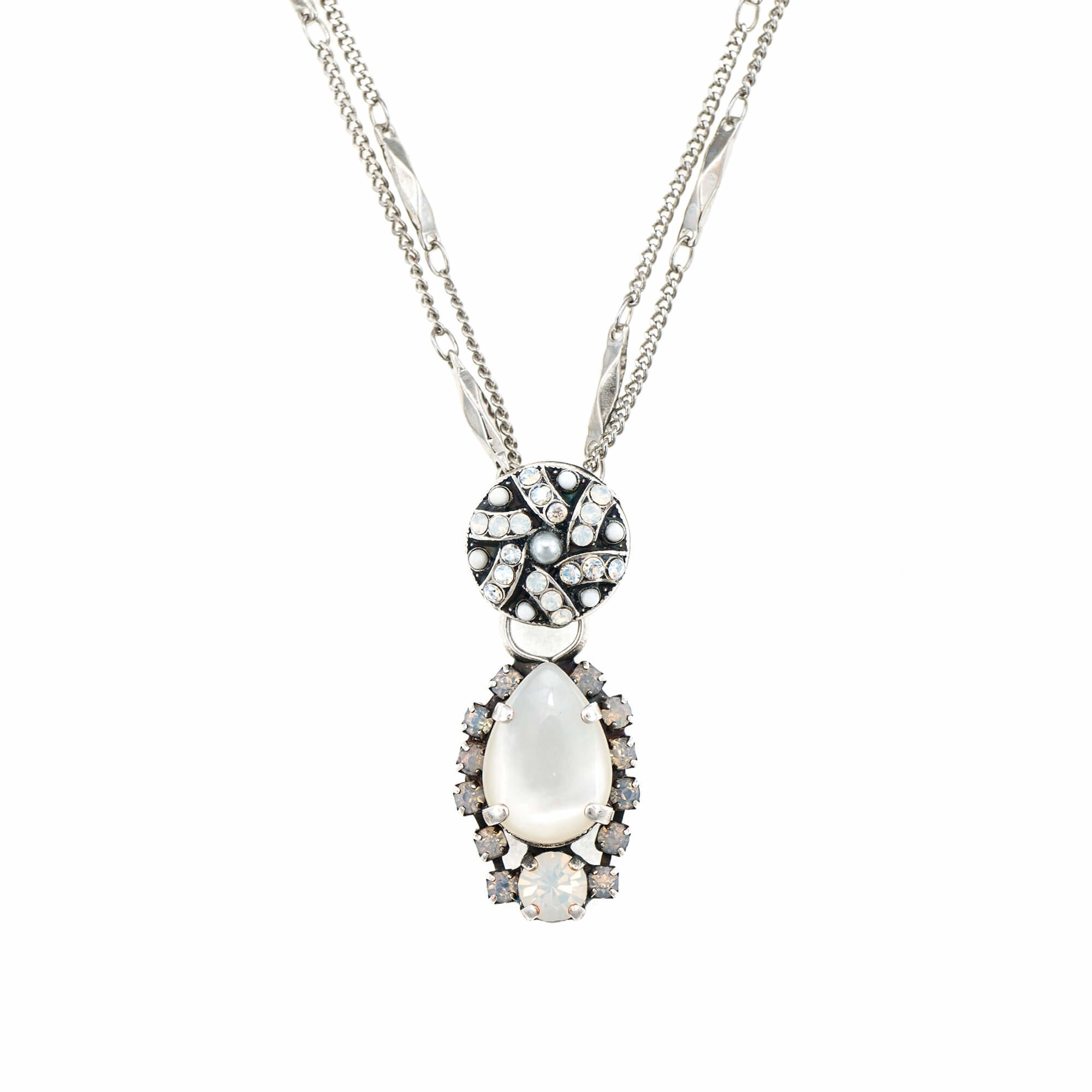 Pandantiv cu lant placat cu Argint 925, Cristale, Forever by Roxannes - Mariana Jewellery, Alb 5259-M5087SP