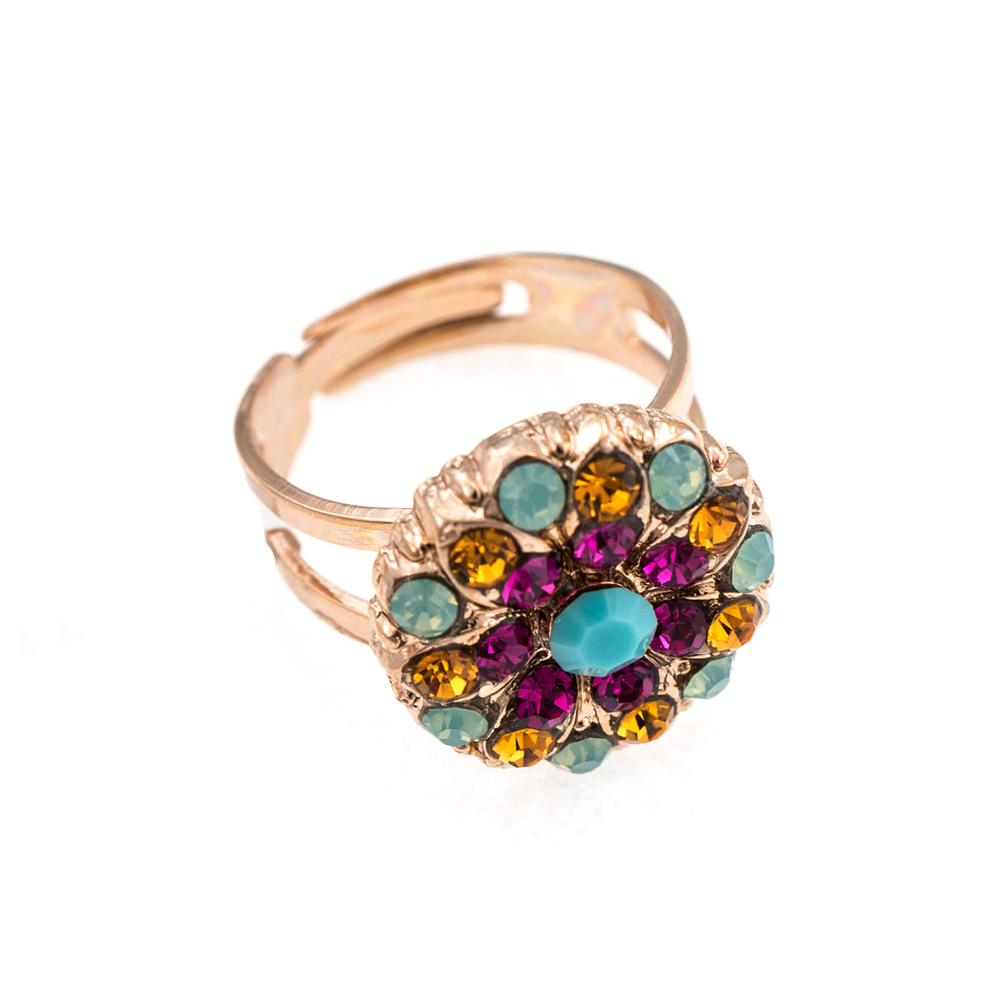 Inel placat cu Aur roz de 24K, Cristale, Happy Days by Roxannes - Mariana Jewellery, Multicolor 7217-1007RG