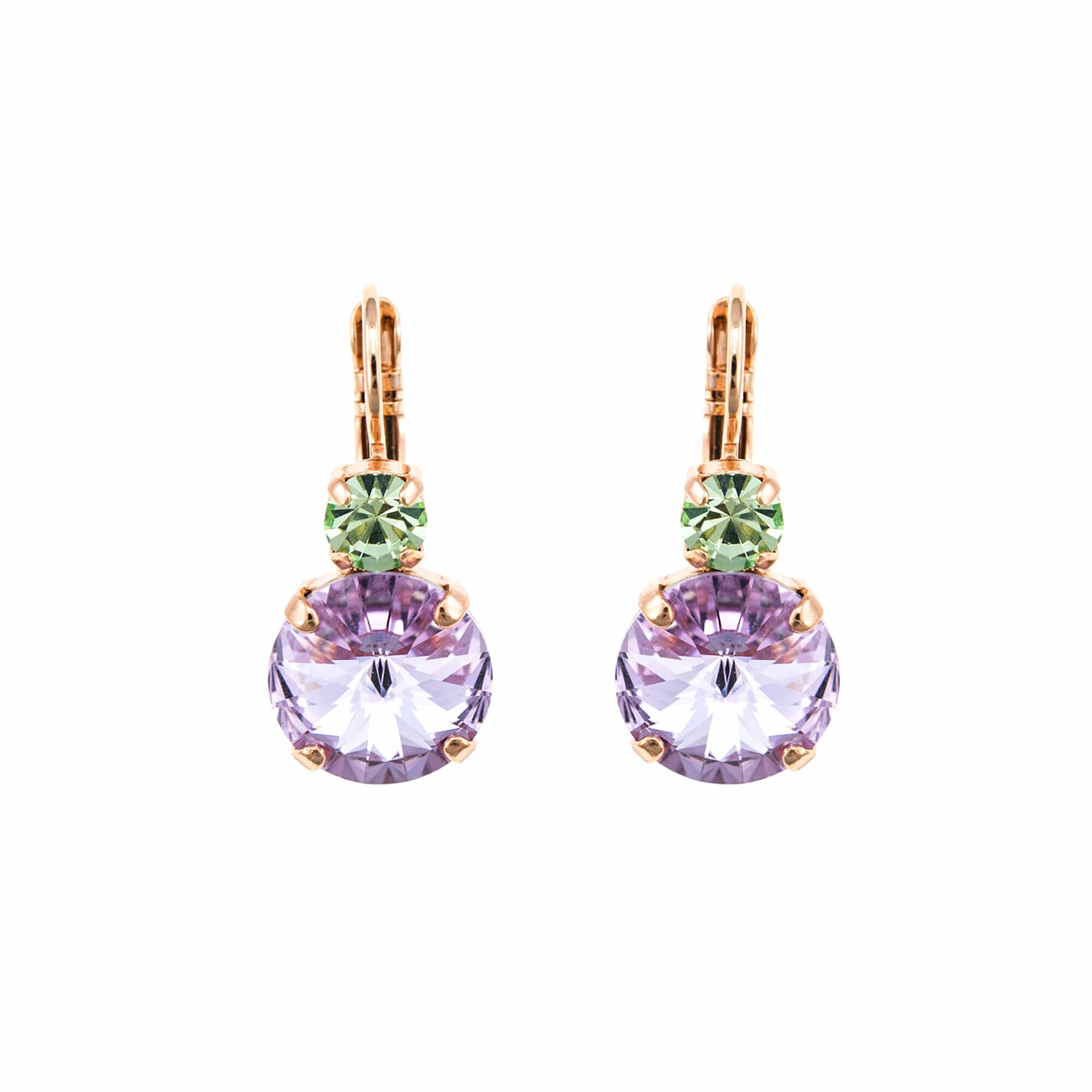 Cercei placati cu Aur roz de 24K, Cristale, Pina Colada by Roxannes - Mariana Jewellery, Verde/Mov 1037R-1063RG6