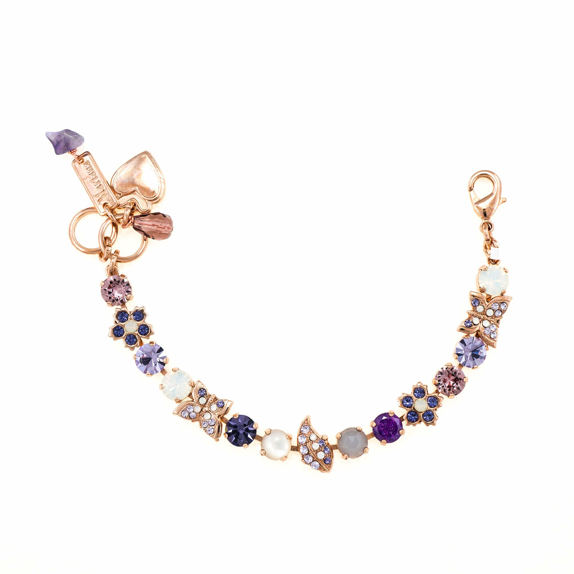 Bratara placata cu Aur roz de 24K, Cristale, Purple Rain by Roxannes - Mariana Jewellery, Mov/Alb Opal 4414/1-M1062RG