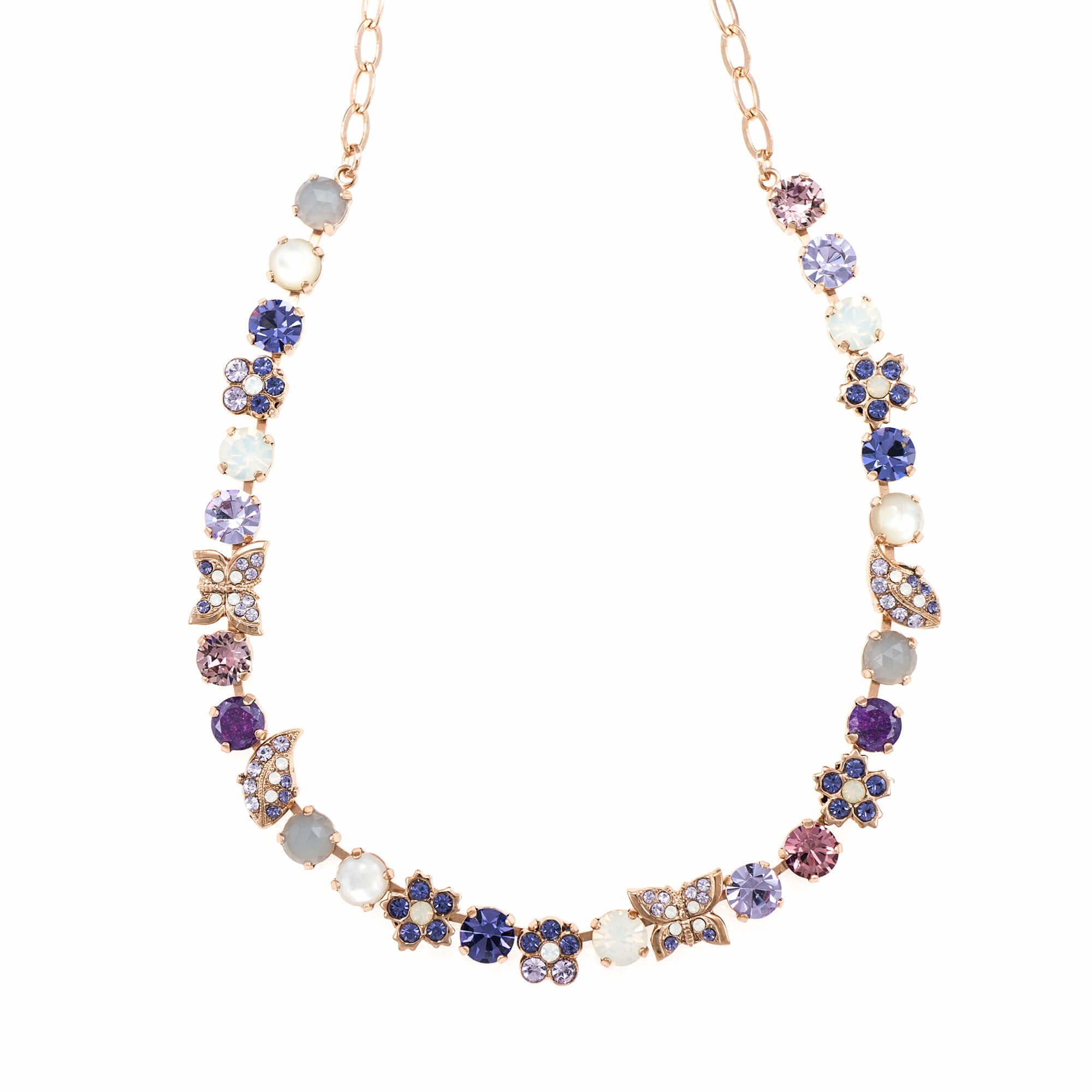 Colier placat cu Aur roz de 24K, Cristale, Purple Rain by Roxannes - Mariana Jewellery, Mov/Alb Opal 3414/2-M1062RG