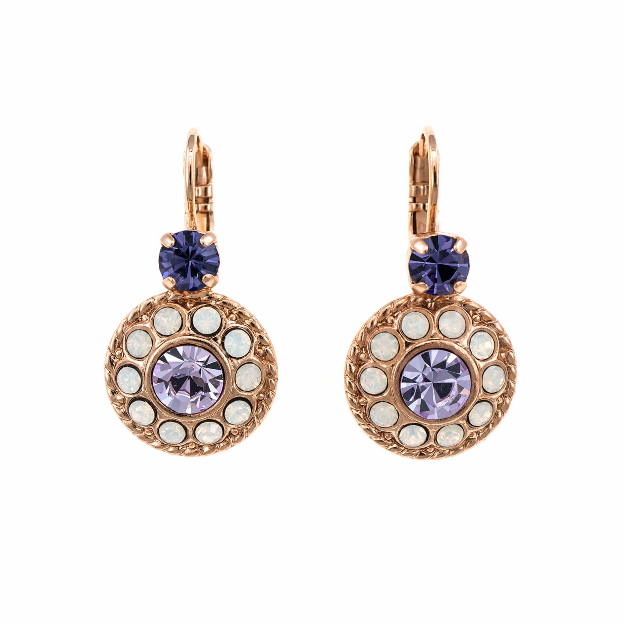 Cercei placati cu Aur roz de 24K, Cristale, Purple Rain by Roxannes - Mariana Jewellery, Mov/Alb Opal 1048/2-1062RG6