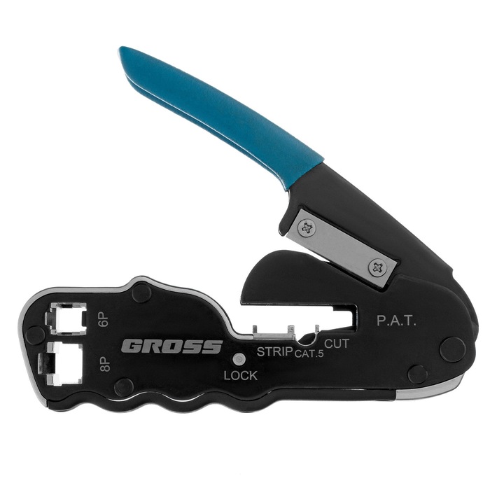 Клещи Gross, Кримпващи, За телефонни и компщтърни конектори RJ45, 8P и RJ11/12, 6P, CAT5