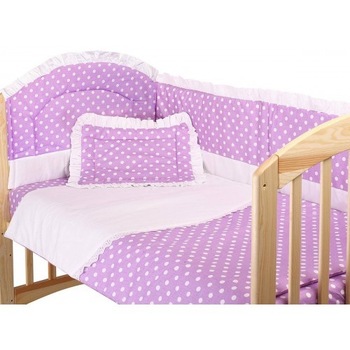 Lenjerie 5 piese, mov cu buline albe, 120x60 cm Lenjerie 5 piese, mov cu buline albe, 120x60 cm
