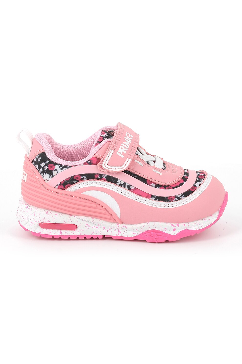 Primigi, Pantofi sport de piele ecologica cu imprimeu, Roz