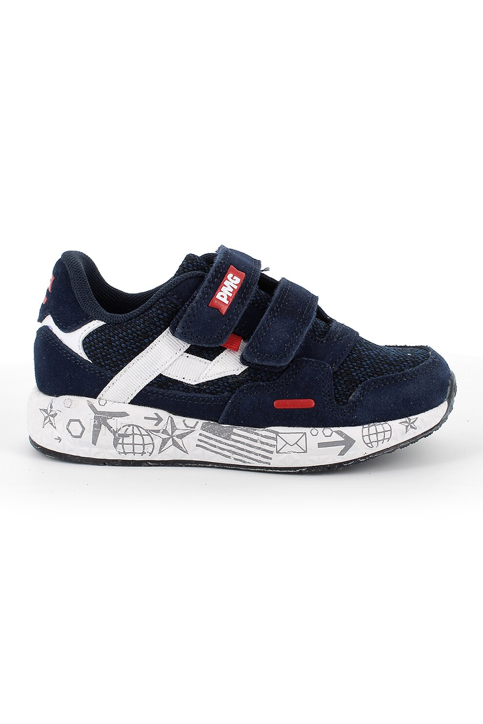 Primigi, Pantofi sport cu inchidere velcro, Bleumarin/Rosu/Alb