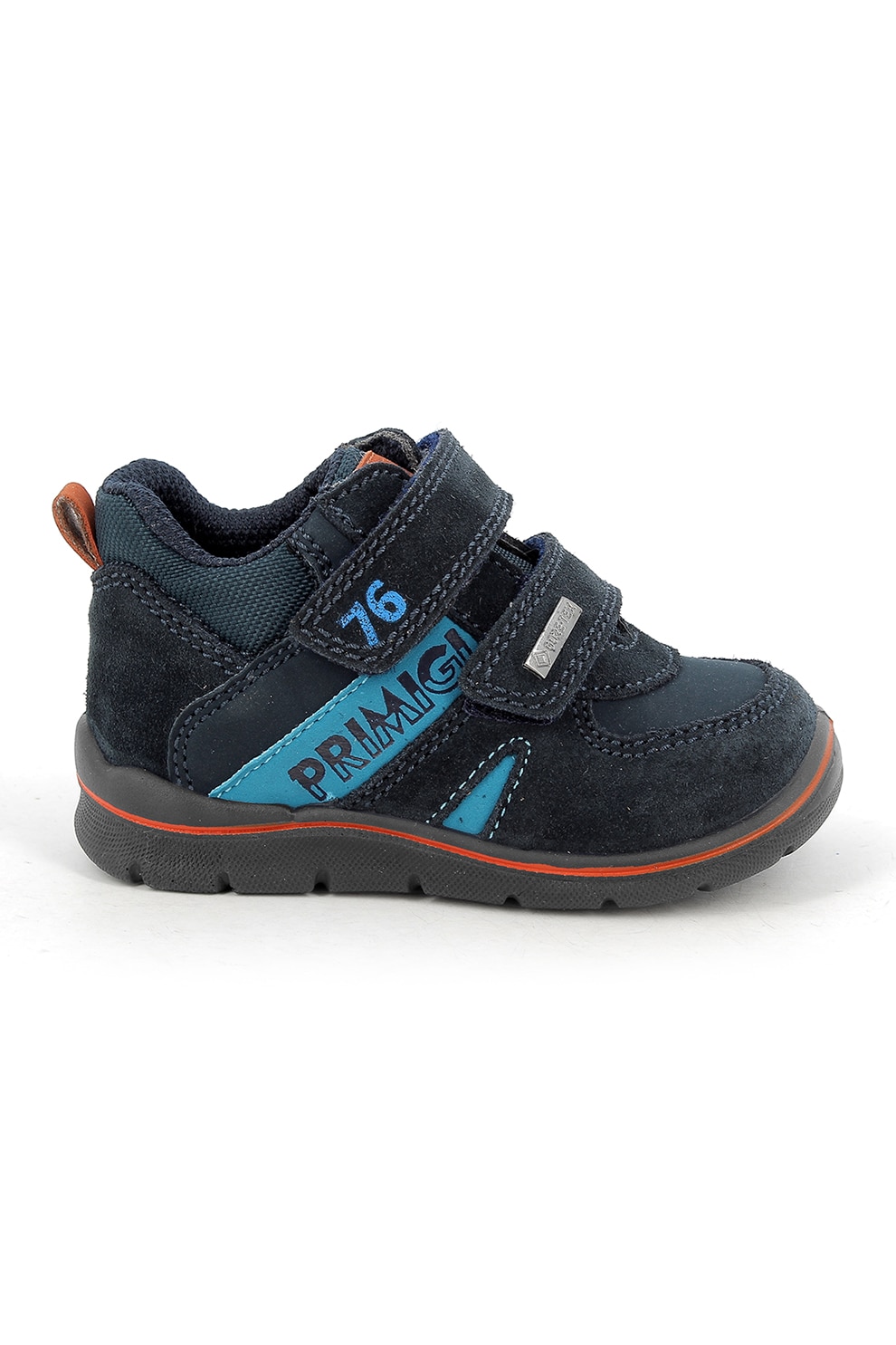 Primigi, Pantofi sport cu garnituri de piele intoarsa si logo, Bleumarin