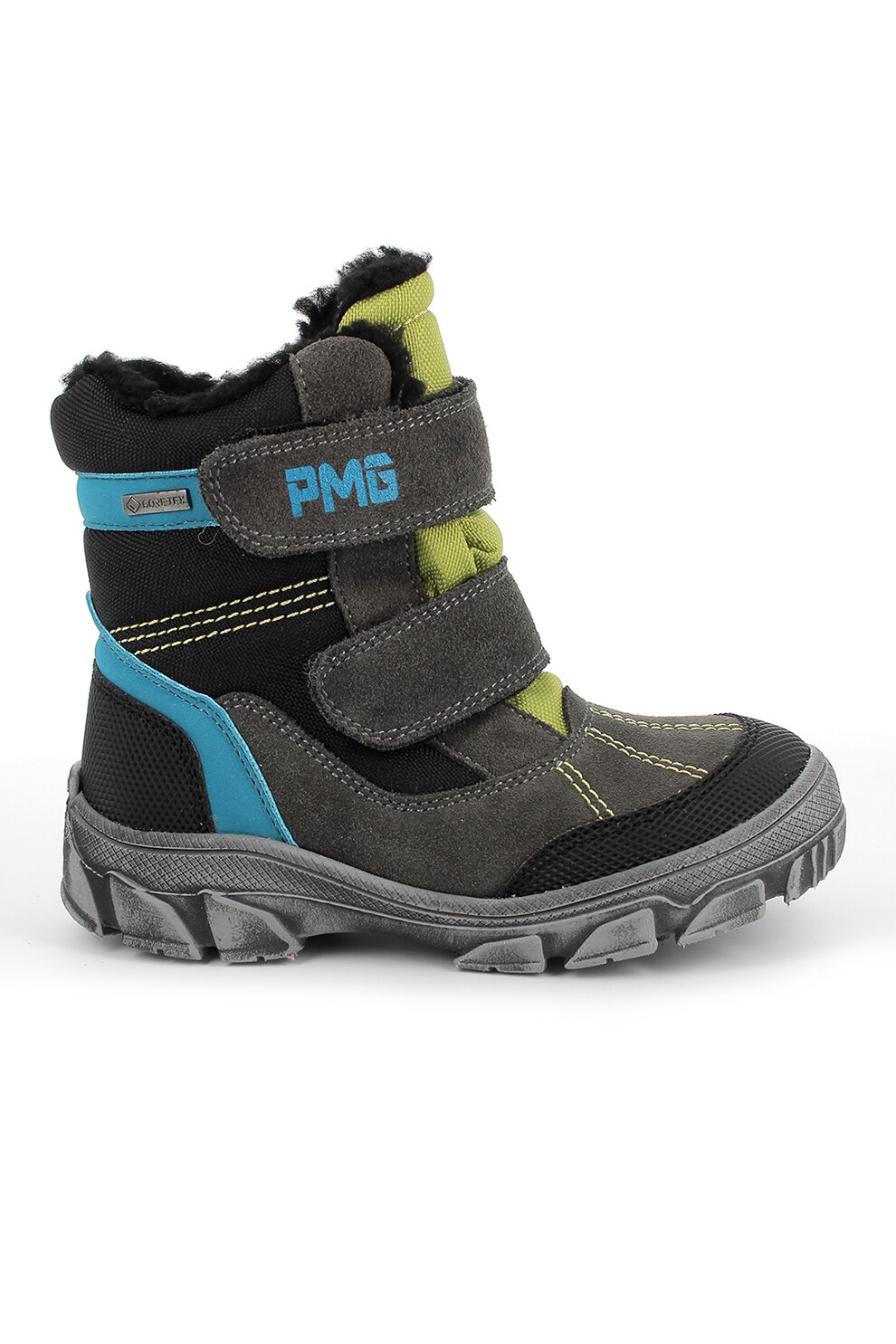 Primigi, Ghete cu velcro si insertii de piele intoarsa, Gri inchis/Negru/Albastru