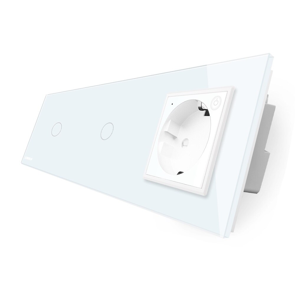 Intrerupator LIVOLO simplu / simplu ZigBee cu touch si priza din sticla ZigBee, Alb, Control de pe telefon